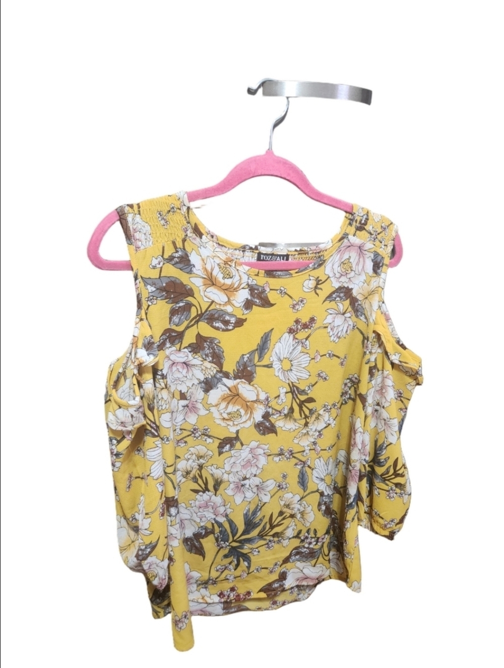 Dressbarn Roz & Ali Cold Shoulder Floral Top - Picture 2 of 7